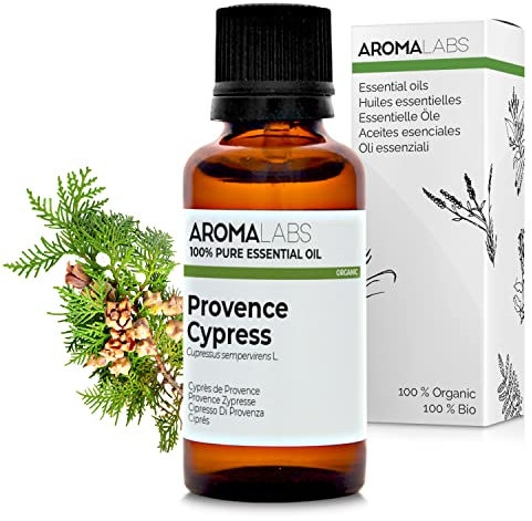 BIO - Provence Cypress Essential Oil - 30mL - 100% Pure, Natural, Chemotyped and AB Certified - AROMA LABS (French Brand)