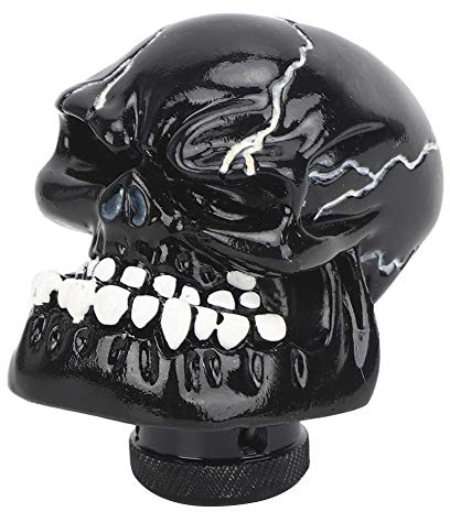VOBOR Skull Head Stick Manueller Schaltknauf Hebel Modifiziertes Schaltgetriebe 8MM/10MM/12MM Adapter(Schwarz)