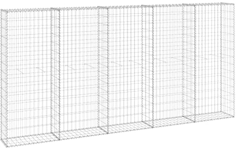 vidaXL Galvanised Steel Gabion Wall 300x30x150 cm – Rustproof Cage for Rocks or Gravel, Ideal for Garden, Patio and Landscaping Projects