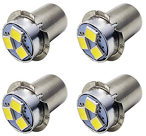 Ruiandsion 4pcs P13.5S LED Bulb 3V White 2835 4SMD Chips LED Bulb Upgrade for Headlamps Flashlights Torch Light,Non-Polarity