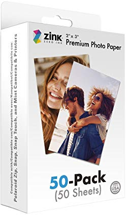 Zink 2x3 Premium Instant Photo Paper (50 Pack) Compatible with Polaroid Snap, Snap Touch, Zip and Mint Cameras and Printers
