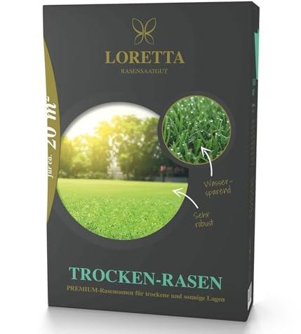 Loretta Trocken Rasen Premiumrasen mit Mantelsaat 0,6 kg für ca. 20nm²