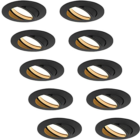 HCFEI LED Einbaustrahler dimmbar schwarz schwenkbar 5W flach 230V Einbau-Spot Strahler Einbauspot 68mm Bohrloch, 120°Abstrahlwinkel, Neutralweiß 4000K(10er Pack)