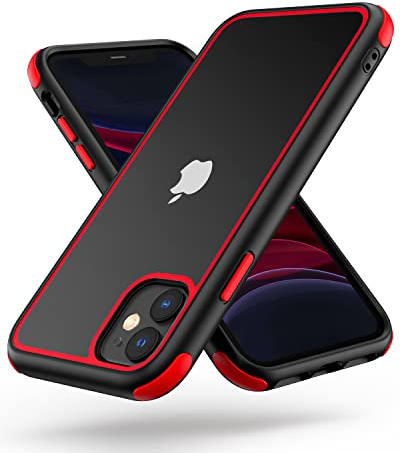 MobNano Ultra Hybrid Durchsichtig Hülle für iPhone 11 Hülle Stoßfest Bumper Transparent Handyhülle Shockproof Fallschutz Silicone iPhone 11 Case - Schwarz/Rot