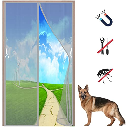LZHBD Magnet Fliegengitter tür katzennetz - 125x245 cm - Mückennetz Multi-Größe, mit Klettverschluss - Grau