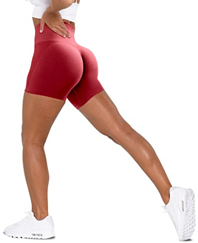 Unthewe cykelshorts för kvinnor | Hög midja, rynkad rumpa, magkontroll, atletiska sportkläder för gym, yoga, löpning