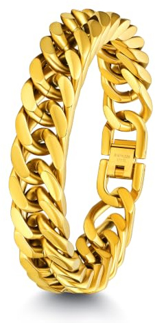 ChainsHouse Armband Edelstahl Panzerarmband für herren Männer Panzer Armband Silber/Schwarz/Gold Hip pop Armskette mit Geschenkebox für Valentinstag Geburtstag Breite 8/12/17MM, Länge 19/21/23CM