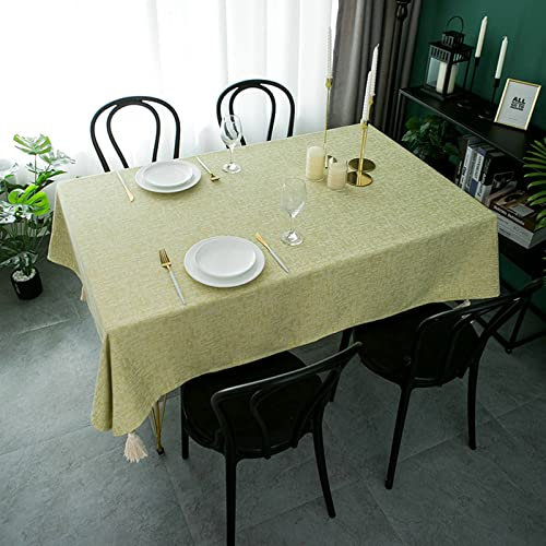 EHOMERY Türkische Tischdecken Tischwäsche Gastronomie Einfache Reine Farbquaste Abwaschbare Tischdecke Landhaus Tischwäsche Abwaschbar Gelb Tischschutz Dekoration 140X160Cm