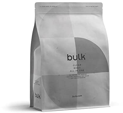 Bulk Clear Whey All in One, Protein Powder Shake With Creatine, Glutamine, BCAA, Carbohydrates, Blue Raspberry, 500 g, 10 Servings, Packaging May Vary