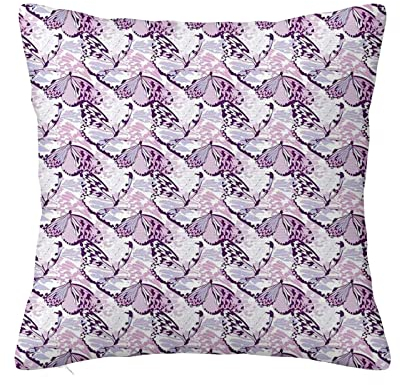 Funda de almohada de mariposas de 45 x 45 cm, color camuflaje grunge morado, otoño, Acción de Gracias, cosecha de granja, decoración para sofá, sofá, lavanda lila y violeta