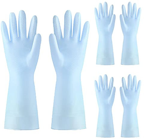 BAMFY Putzhandschuhe 3 Paare Wiederverwendbar Haushaltshandschuhe for Gartenarbeit, Autoreinigung, Und Mehr Gummihandschuhe (Color : Blau, Size : L)
