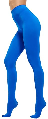 HeyUU - Medias de colores semiopacas para mujer, 80 DEN, medias de compresión de microfibra, azul cobalto, XXL-3XL