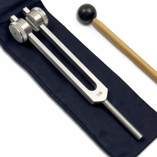 128 Hz OTTO Stimmgabel zur Heilung mit Kordelzugbeutel - OSTEOPHONISCHE Anwendung für Klangheilung und Biofeldtherapie - Silber