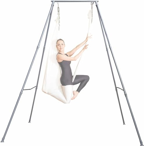 FEBTECH Aerial Yoga Stand Frame – Heavy-Duty Steel Aerial Silks and Swing Stand, Supports Up to 550 lbs – Versatile for Yoga, Lyra Hoop, and Punching Bag