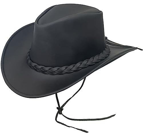 Pamposh Cowboyhut aus Leder für Herren, handgefertigt, formbar, breite Krempe, langlebig, Cowgirl-Outback-Hut