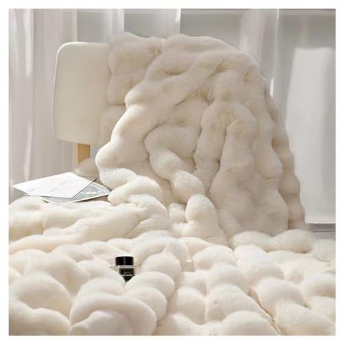 Ergocar Blanket, Faux Rabbit fur Throw Blanket, Reversible Soft Warm Throw Blankets, Elegant Cozy Throw Decorative Blanket, for Your Sofa, Bed, Armchair, Garden and More
