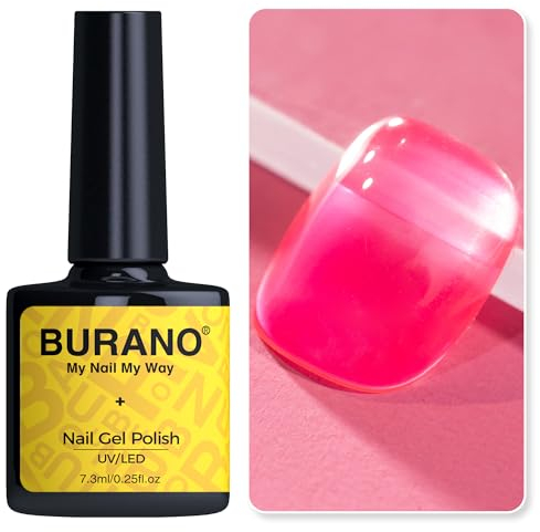BURANO Jelly Nagellack, UV-Nagellack 7.3ml Sheer Transparent Polish, Translucent Sommer Herbst Farbe Gel Polish UV Nägel Nageldesign (Rose T9)