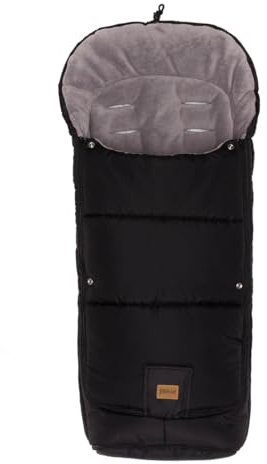 Fillikid Fußsack Peak aus weichem Fleece für Kinderwagen, Buggy oder Sportwagen – Winter-Fußsack für Babys – Schwarz