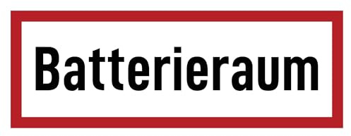 Aufkleber: 105x297 mm, 1 Stück - Batterieraum - Brandschutzzeichen - Hinweisschild auf Brandschutzeinrichtung und Einsatzhinweise - DIN 4066 - D1