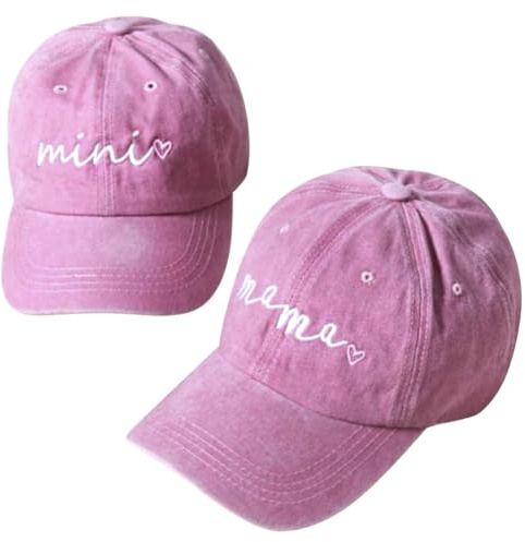 BAOZOON 2 cappelli da baseball genitore-figlio, regolabili per mamma e mini cappellini abbinati retrò per madre, figlio, figlia