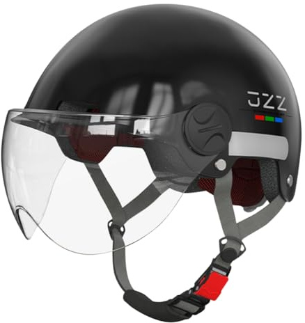 ACMEDE Casco da Scooter Bicicletta Berretto con Fascia Riflettente, Casco Monopattino Elettrico Adulto, Casco da Ciclismo Skate con Visiera HD per Adulti E Giovani 55-63CM