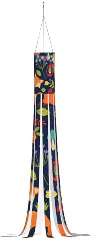 Niedlicher Tier-Fuchs-Blumendruck, gespenstischer Halloween-Windsack, freundlich, hängende Geister-Dekorationen, Windsack, Outdoor