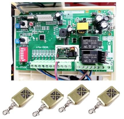 Replacement Gate Operator Logic Board, Replacement PCB Circuit Control Board Control Board with Remotes for Sliding Gate Opener Swing Gate Operator for Sliding Gate Motor and Accessories(1board 4key)