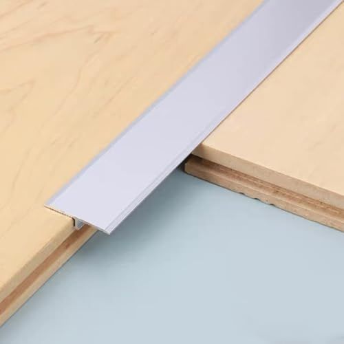 RTVGNSZSJL 28mm T-Form Übergangsprofil，Selbstklebender Türschwellen Leiste Ausgleichsprofil，Boden/Teppich Laminat Übergangsleiste，Verbindungs Abdeckleiste(Silver)