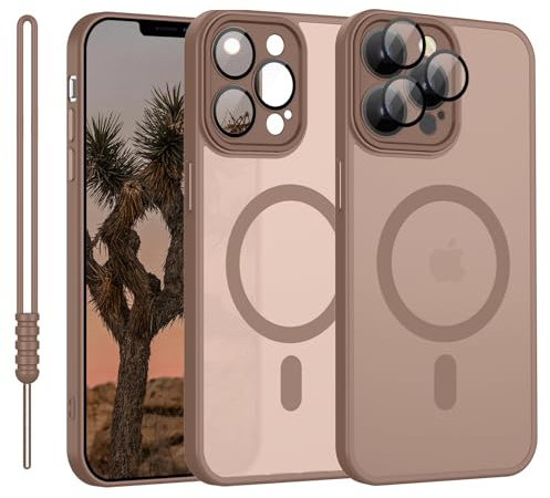 YUANDMI für iPhone 13 Pro Max Hülle kompatibel mit MagSafe, Handyhülle für iPhone 13 Pro Max Magnetisch Dünn Matte Touch Kameraschutz, Anti-Gelb rutschfest Kratzfest Schutz Stoßfest Hülle Braun