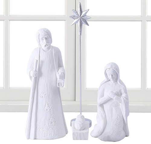 Belén de Navidad, Belén - Belén de Navidad,Elegante decoración Blanca de Navidad para Amigos de la Familia, colegas, cumpleaños de Navidad