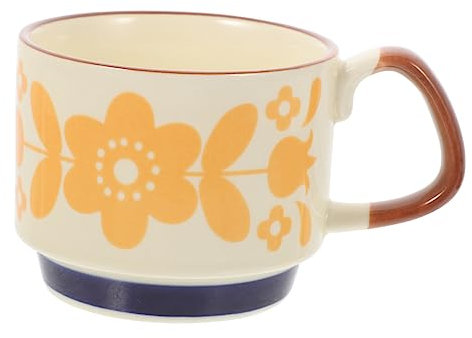 HOLIDYOYO Japanese Style Hand-Painted Ceramic Coffee Mug Versatile Cappuccino Cup for Coffee Tea Water and Juice for Home Office