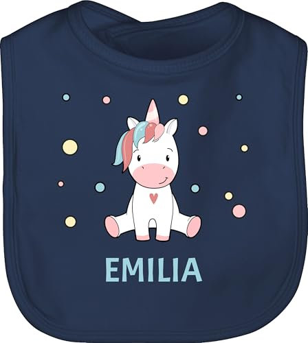 Baby Lätzchen - Einhörner - Süßes Einhorn mit Name Geschenk für Mädchen Unicorn | - Unisize - Navy Blau - unicorns personalisiertes einhörnern personalisierter personalisierte personlisierte
