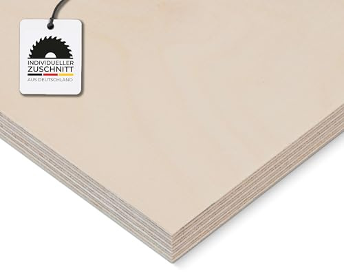 HausFux Multiplex-Platte nach Maß - 1,5 cm starkes Birken-Sperrholz, hohe Stabilität, kreuzweise verleimt - Handwerker-Qualität - Maßanfertigung (Natur, 50 x 40 cm)