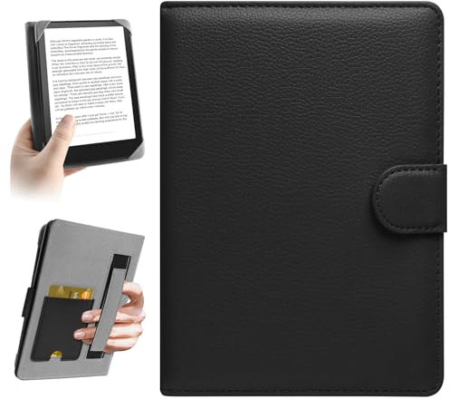HoYiXi Universal Hülle für 6,6.8'' Pocketbook/Tolino/Sony E-Book Reader Kompatibel mit 6.8'',7 Kindle Paperwhite/Kobo Clara HD/Kobo Clara 2E Cover Case,Leder Schutzhülle,Schwarz