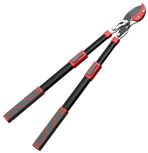 JiveSnip Telescopic Loppers, Heavy-Duty Branch Cutter with Gear Labor-Saving Structure, SK5 Blades with Teflon Coating, Aluminum Alloy Handles