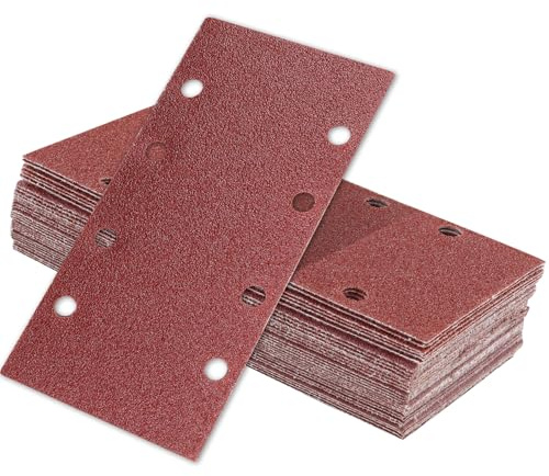 wadafen 40Pcs Sander Pads, 93x185mm Sanding Pads for Electric Sanders | Hook and Loop Sanding Sheets for Polishing & Rust Removal, Compatible bosch Sander Pads, Grits 40/60/80/120/240