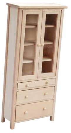 ibasenice Mini Bookshelf Model Decorative Bookcase Diy Miniature Furniture Dolly House Accessory Wooden Bookcase Ornament