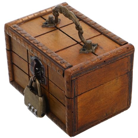 CALLARON Vintage Wooden Storage Box with Combination Lock Small Retro Jewelry Case Rustic Keepsake Chest 4.69 X 3.15 X 3.15 Inches Lockable Decorative Storage for Rings Earrings