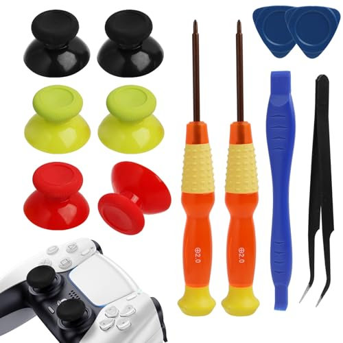 FunWorth Joysticks Analógicos para Joystick de PS5, Reemplazo de Joystick, 6 Tapas de Joystick, Herramientas de Precisión y Ayuda de Apertura, Joysticks Analógicos para Joystick Compatibles con PS5