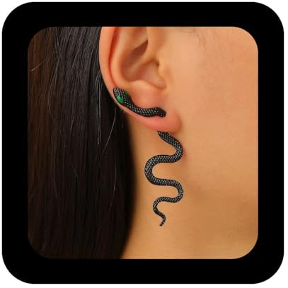 Cybche Punk Halloween Schlange Ohrringe Schlange Ohr Jacke Schwarz Serpent Stud Viper Schlange Ohrringe Tier Vorne Hinten Schmuck Für Frauen