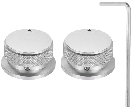 QUARKZMAN 2 Stück Aluminium Potentiometer Knöpfe 1/4 (6mm) Drehknopf Gitarrenknöpfe Universelle Lautstärke Tonregelknöpfe mit Pfeilindikator Lautstärkeregler für Gitarre Bass 13/16 Silber