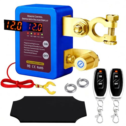 Batterie Trennschalter 12V 240A, Smart Drahtloser Ferngesteuerter Auto Trennschalter, Batterie Kill Switch Anti-Diebstahl mit LED-Anzeige automatische Abschaltung Schalter für Auto, RV, ATV, LKW, Boot