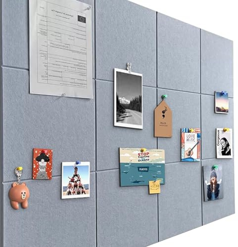 Pinnwand Groß 120x90cm Pinnwand Filz Selbstklebend mit 90 Reißzwecken, 12 Stück 9mm Dick Pinwand,Vision Board für Fotos, Notiz Memoboard für Zuhause Küche Büro Schule,Zementgrau