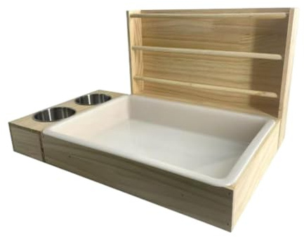 F Fityle Wooden Rabbit Hay Feeder Hay Rack Easy to Clean Food Dispenser Rabbit Feeder Toilet Guinea Pig Foraging Toy for Guinea Pig