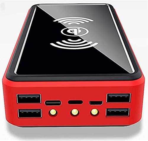 Batterie Externe, Chargeur Solaire 100 000 mAh, Port USB-C, sans Fil, Rouge