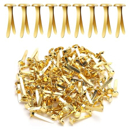 100 Pcs Metal Paper Fasteners, Round Head Split Pins Craft, For Diy Crafts Projects Scrapbooking Office(Gold)