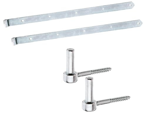 siwitec Ladenband 800 mm, 2er-Set mit individuell festschraubbarem Kloben, Ø16 mm, gerade/abger., witterungsbeständig, Torband, Türband Gartentor, Torscharnier