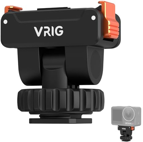 VRIG Cold Shoe Action Camera Magnetic Quick Mount Holder for DJI OSMO Action 5Pro, 180 Tilt Adjustable, Tripod Mount with 1/4 Screw Hole,Universal Camera Accessory for DJI OSMO 360,Action4,Action3