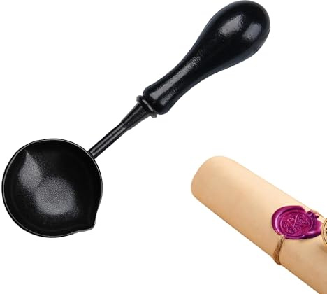 Aluminum Alloy Wax Seal Spoon with Wooden Handle, Heat Resistant Non-Stick Wax Melting Spoon for Crafts Invitations Envelopes Scrapbooking Easy to Clean Seal Spoons for Sealing Wax Beads