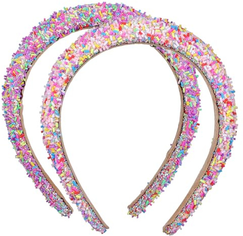 Beatifufu 2 Pièces Bandeaux Larges Rembourrés Éponge Douce pour Femmes et Adolescents Design Bonbon Accessoires Cheveux Polyvalents pour Soins Visage et Lavage